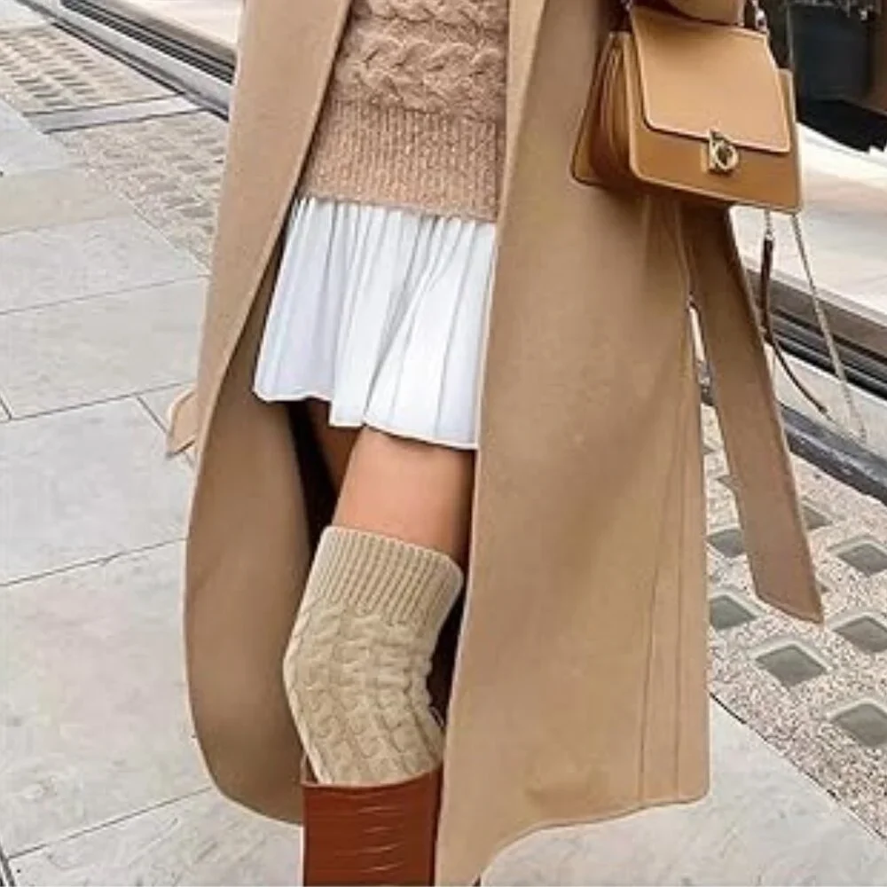 Knee Cable Knit Winter Boot Socks